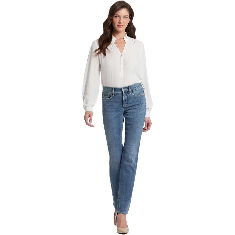 Women's Petite Straight Jeans Premium Denim Lift Tuck Tech Size 8
